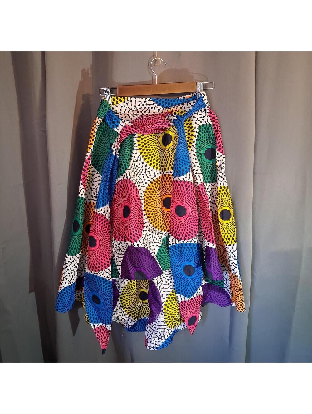 Slenbolen Multicolor Abstract Print Midi Skirt Size M